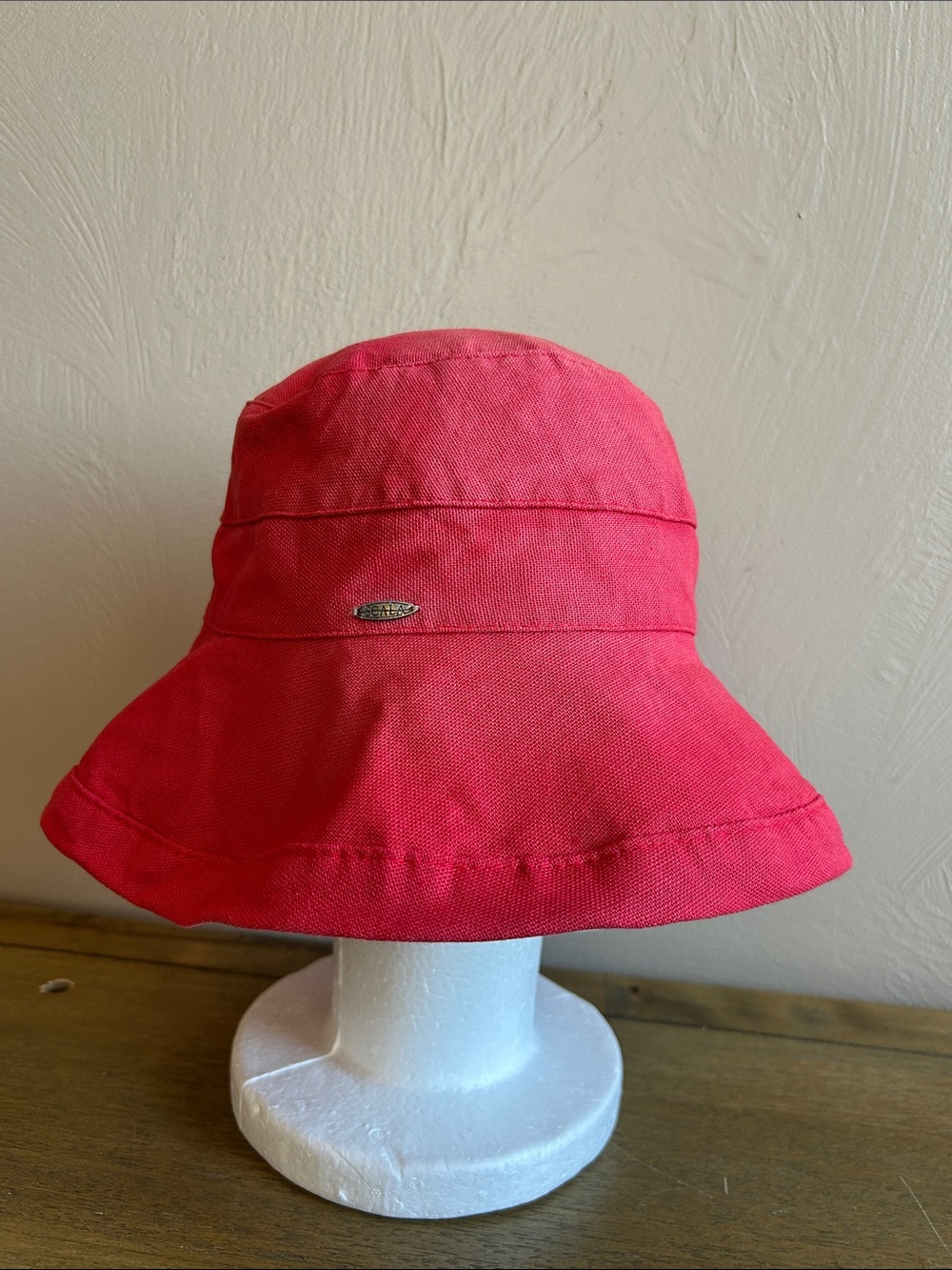 Scala Handmade Faded Bright Red Bucket Hat. 100% Cotton With 100% Cotton Lined.